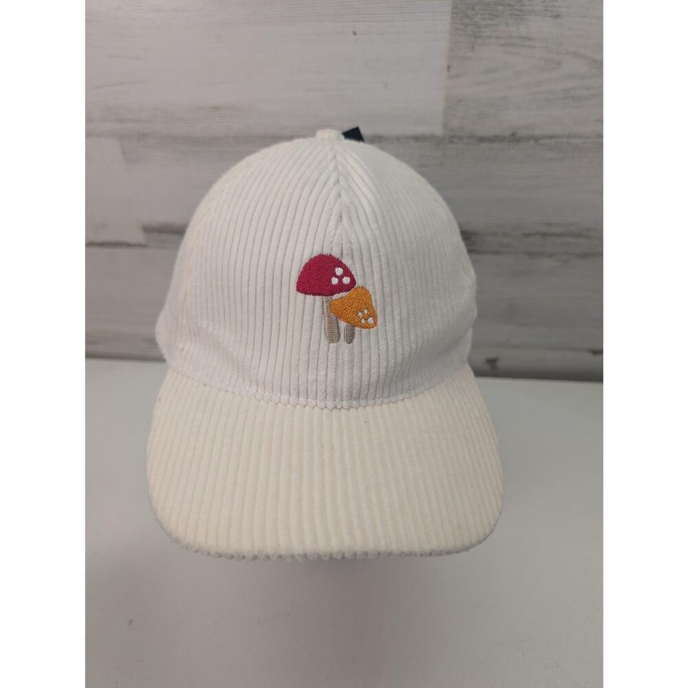 Mushroom Hat‎ Cap Strap Back One Size White Corduroy Embroidered Baseball Mens